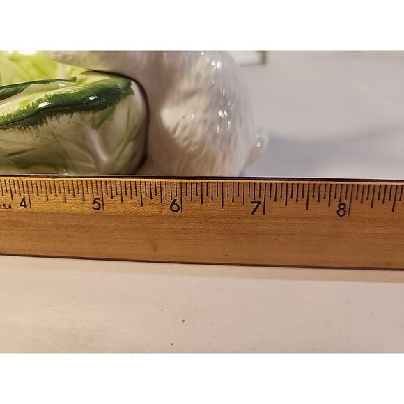 Dept 56 Ceramic Bunny Rabbit Cabbage Lettuce Candy Dish Bowl - Picture 8 of 9